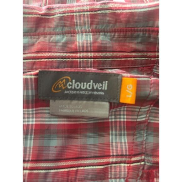 Cloudviel Mens Red Plaided Short Sleeve Collared Button Up Shirt Large - Picture 2 of 13